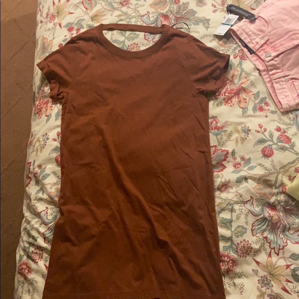 caramel colored cutout t-shirt dress